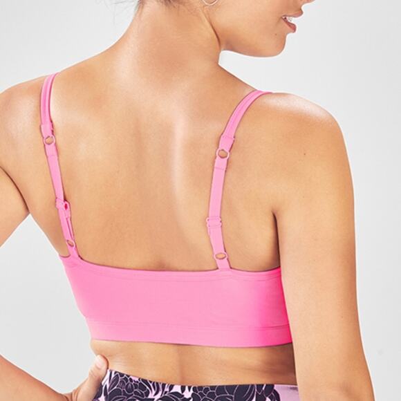 Fabletics Tammy Low Impact Sports Bar Women size S Faux Wrap Bralette Dark Pink - Picture 10 of 10